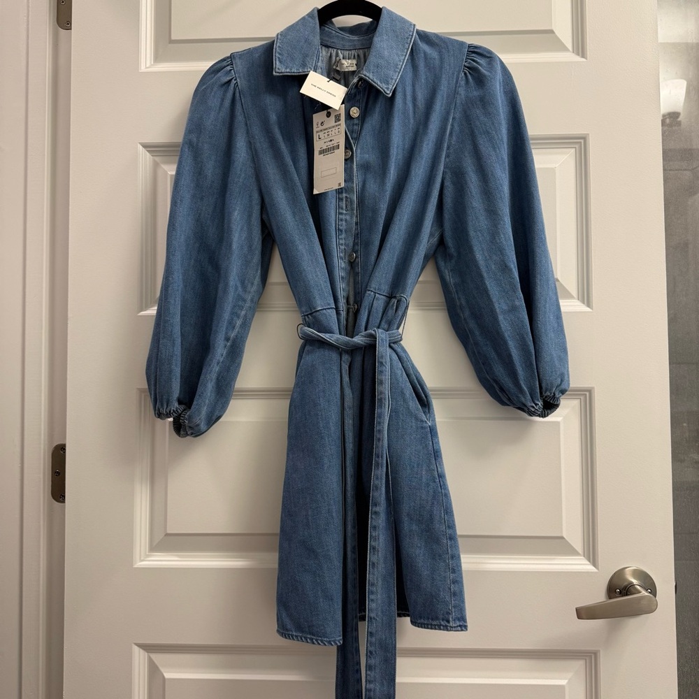 Zara Blue Long Sleeve Denim Dress